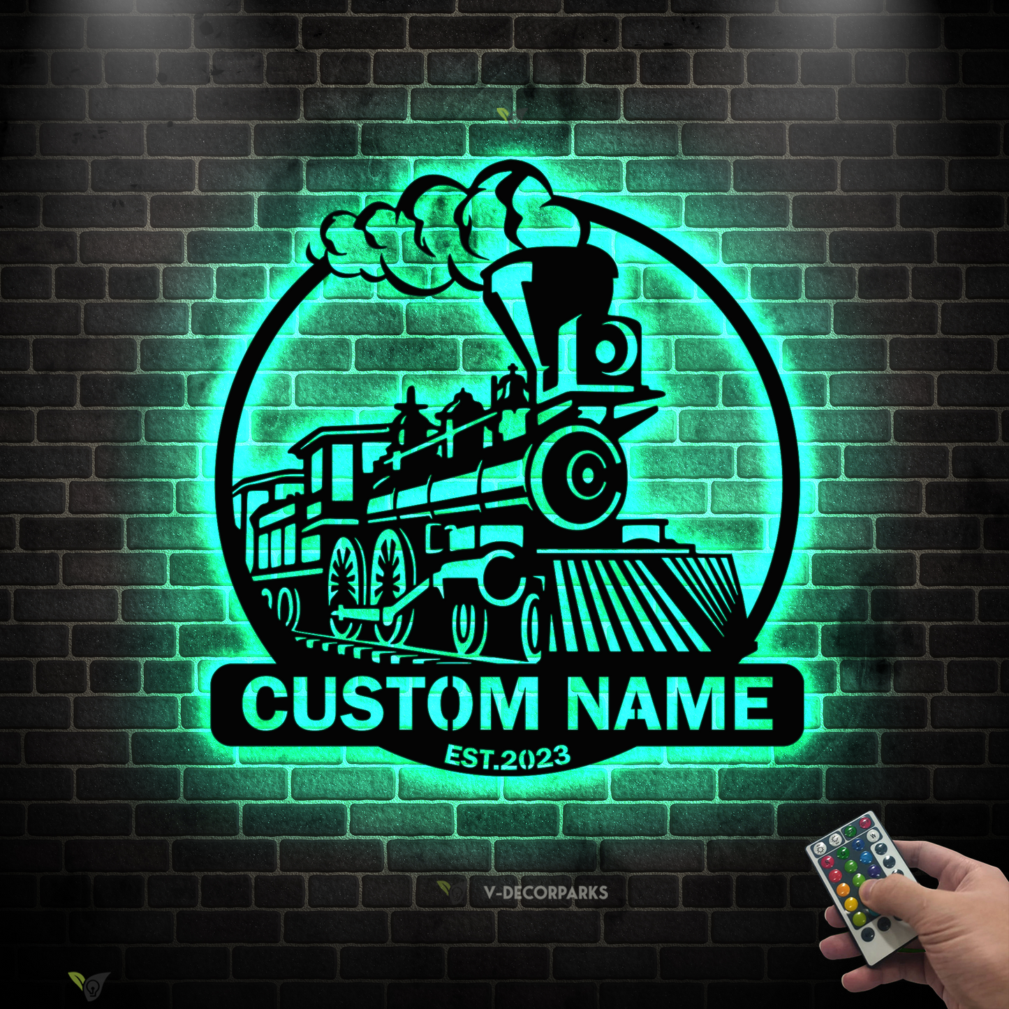 Personalized Steam Engine Train Metal Wall Art Led Lights, Custom Monogram Train Driver Metal Name Sign Home Decor, Train Railroad Metal Sign