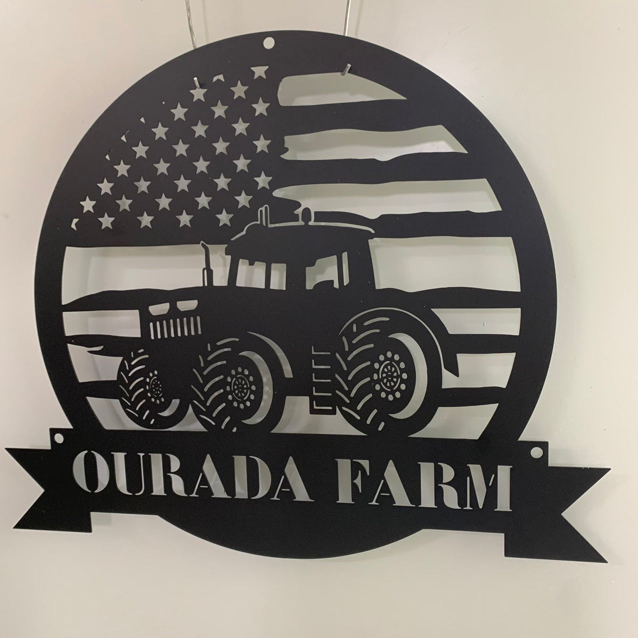 Personalized Us Farm Tractor Monogram Metal Name Sign, Custom Farm Tractor Metal Wall Art, Modern Tractor Metal Wall Hanging Decor