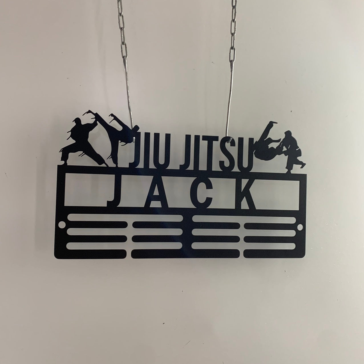 Custom Jiu Jitsu Medal Hanger With Name, Jiu Jitsu Medal Holder, Medal Rack 12 Rungs For Medals & Ribbons, Jiu Jitsu Medal Display Award Display