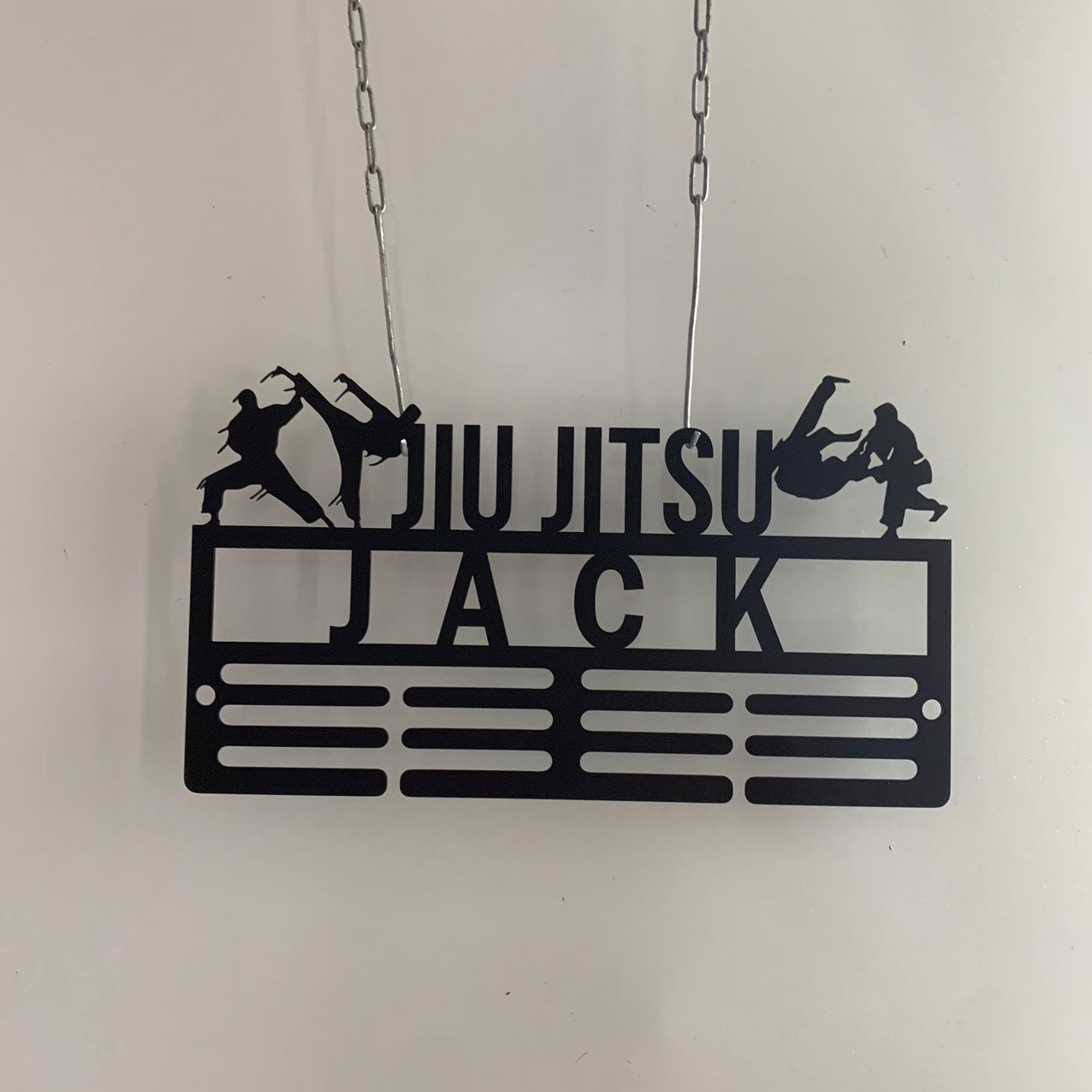 Custom Jiu Jitsu Medal Hanger With Name, Jiu Jitsu Medal Holder, Medal Rack 12 Rungs For Medals & Ribbons, Jiu Jitsu Medal Display Award Display