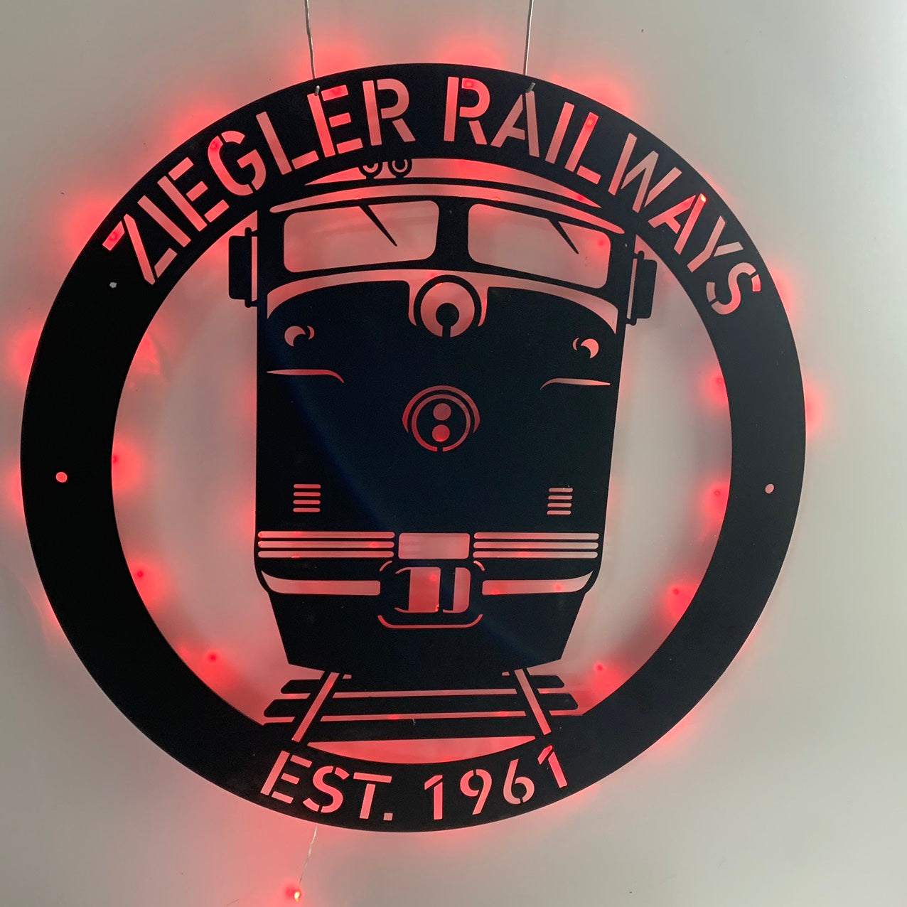 Personalized Train Railroad Metal Name Sign Led Light, Custom Train Railways Metal Wall Art, Man Cave Train Station Lounge Metal Wall Sign