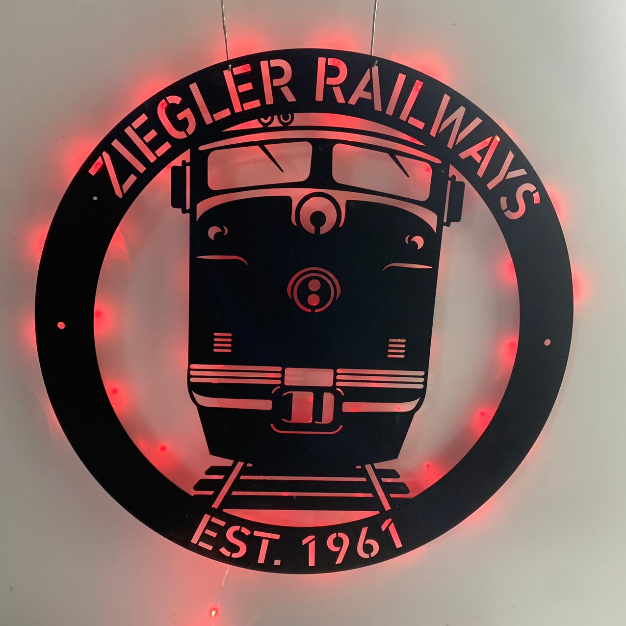 Personalized Train Railroad Metal Name Sign Led Light, Custom Train Railways Metal Wall Art, Man Cave Train Station Lounge Metal Wall Sign