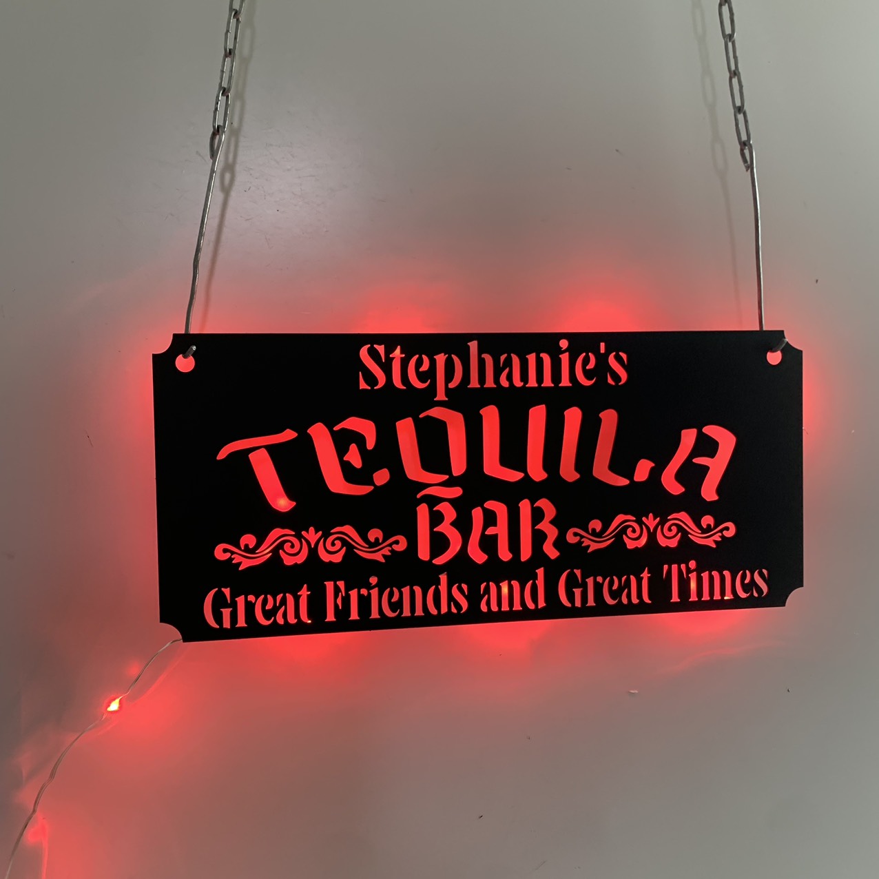 Personalized Tequila Bar Sign Metal Wall Art Led Light, Alcohol Beer Man Cave Metal Name Sign, Custom Shop Metal Sign With Name, Logo Metal Led Sign