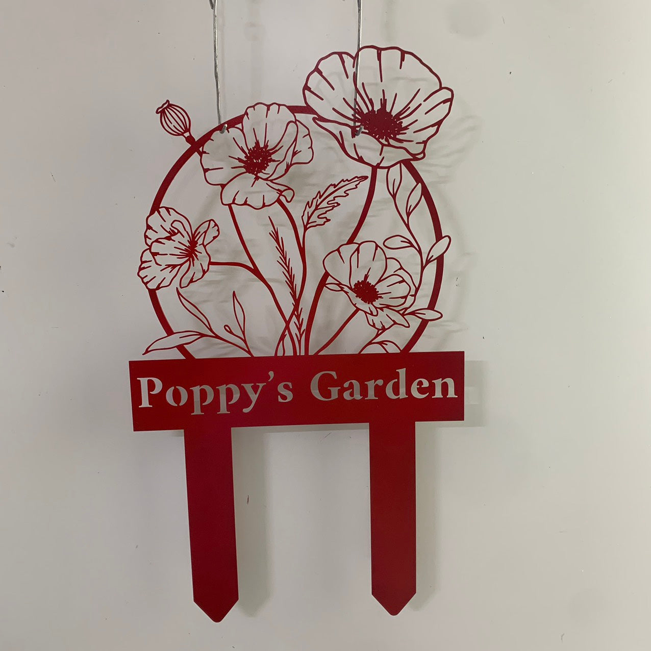 Custom Poppy Flowers Garden Sign With Stake, Metal Poppy Garden Sign, Personalized Gardener Metal Name Sign, Gardening Metal Stake, Yard Sign Decor