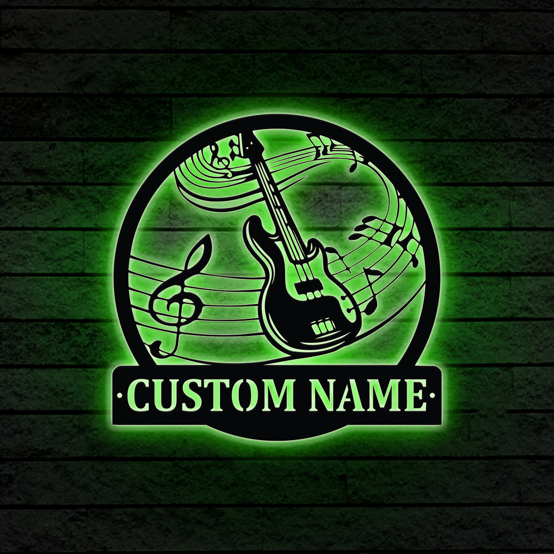 Custom Electric Guitar Metal Sign With Led Lights, Personalized Guitar Metal Wall Art Sign, Guitar Metal Led Sign, Guitar Studio Music Room Sign