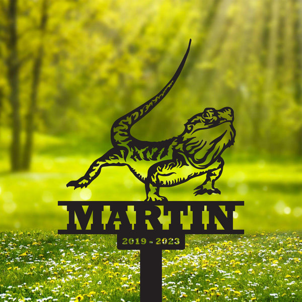 Custom Bearded Dragon Memorial Metal Stake, Personalized Lizard Memorial Garden Stake, Pet Loss Sympathy Gift, Bearded Dragon Metal Grave Marker