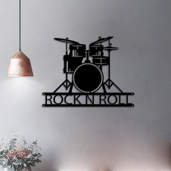Custom Drummer Name Metal Sign, Personalized Drums Metal Wall Art, Drums Musical Instruments Metal Wall Decor, Gifts For Musicians