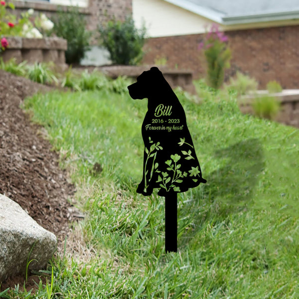 Personalized Floral Bullmastiff Dog Memorial Stake, Custom Dog Memorial Metal Garden Stake, Dog Loss Metal Grave Marker, Pet Remembrance Stakes