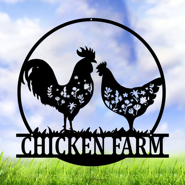 Personalized Chicken Coop Metal Sign, Custom Metal Hen House Sign, Chicken Farm Outdoor Sign, Farm Coop Sign, Rooster Hen Chicken Metal Sign