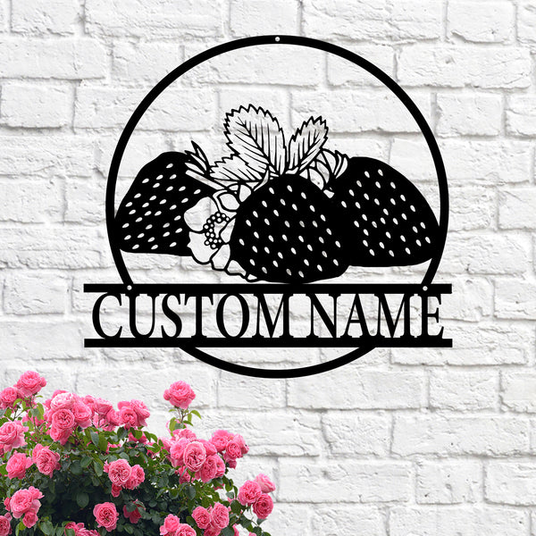 Personalized Strawberry Metal Sign, Strawberry Kitchen Metal Sign, Welcome Kitchen Wall Art, Strawberry Metal Sign Housewarming Kitchen Decor