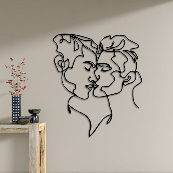 Lgbt Gay Couple Art, Gay Couple Wall Art, Interior Design, Kissing Gay Couple Metal Wall Decor, Lgbtq Minimalist Line Art, Gay Couple Gift