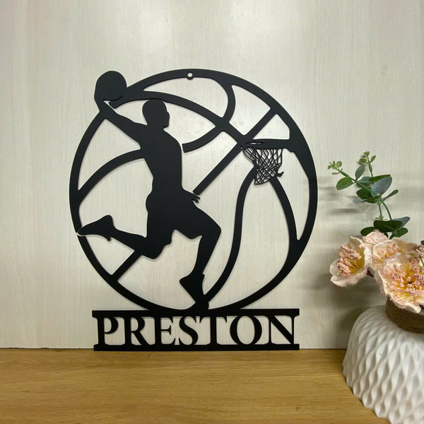 Custom Basketball Player Name Metal Sign, Personalized Basketball Team Metal Wall Sign, Custom Basketball Hoop Metal Wall Art Decor