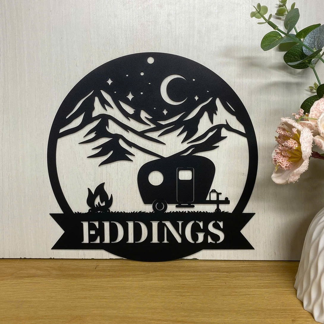 Custom Happy Camper Van Metal Wall Art, Personalized Camping Van Outdoor Camping Sign, Mountain Camping Metal Sign,campsite Outdoor Metal Wall Hanging