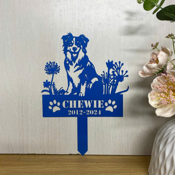 Custom Border Collie Dog Memorial Metal Stake Sign, Pet Loss Metal Grave Marker Sign, Border Collie Sympathy Sign, Dog Memorial Remembrance Stake