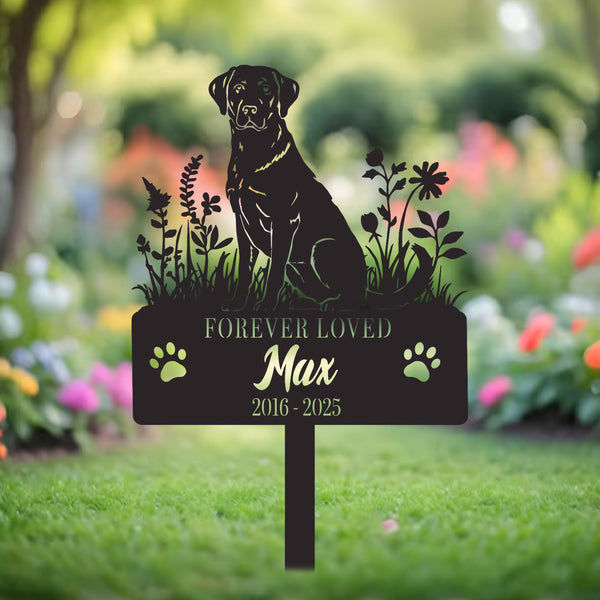 Custom Labrador Retriever Dog Memorial Garden Stake, Dog With Flowers Metal Yard Sign, Pet Loss Remembrance Stake, Pet Metal Grave Marker