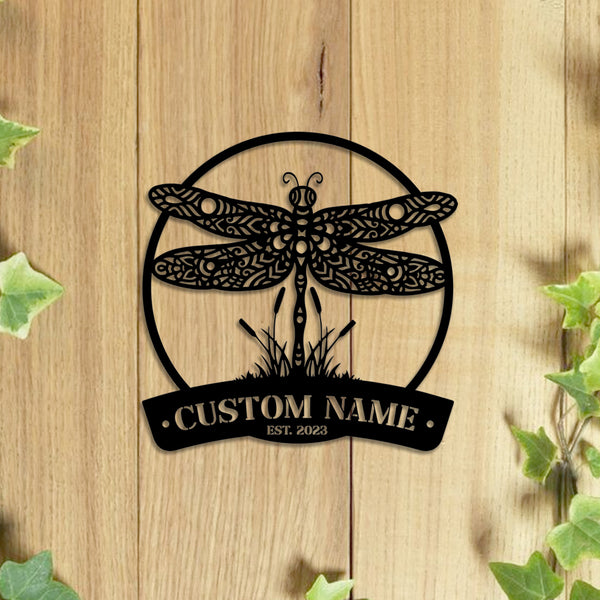 Personalized Dragonfly Metal Sign, Custom Name Dragonfly Metal Wall Art, Dragonfly Lover Metal Name Sign, Dragonfly Metal Outdoor Garden Decor