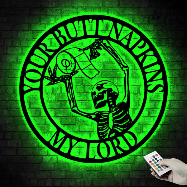 Your Butt Napkins My Lord Skeleton Metal Sign Led Lights, Skeleton Your Butt Napkins Metal Wall Art, Funny Skeleton Restroom Toilet Metal Decor