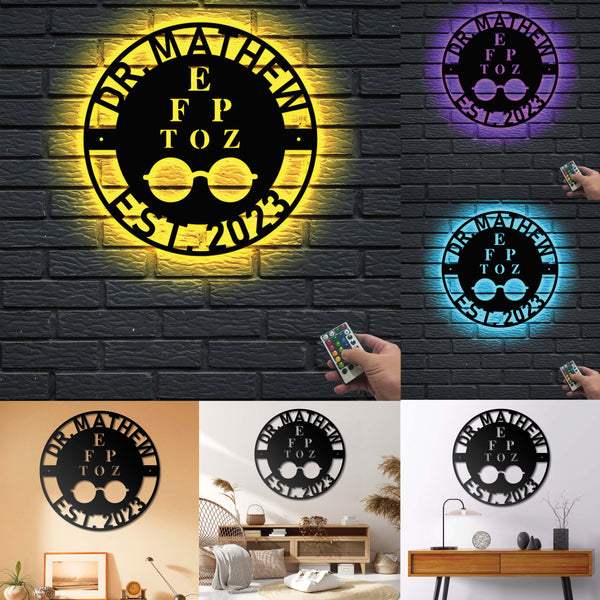 Personalized Optometrist Metal Sign With Led Lights, Custom Optician Sign, Optometrist Gift, Opthamologist Gifts, Eye Doctor Gifts, Optometrist Graduation Gift Idea