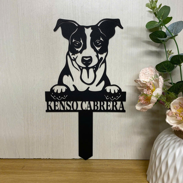 Custom Jack Russell Memorial Metal Stake Sign, Personalized Dog Metal Sign With Stake, Pet Loss Metal Remembrance Stake, Pet Grave Markers Sign