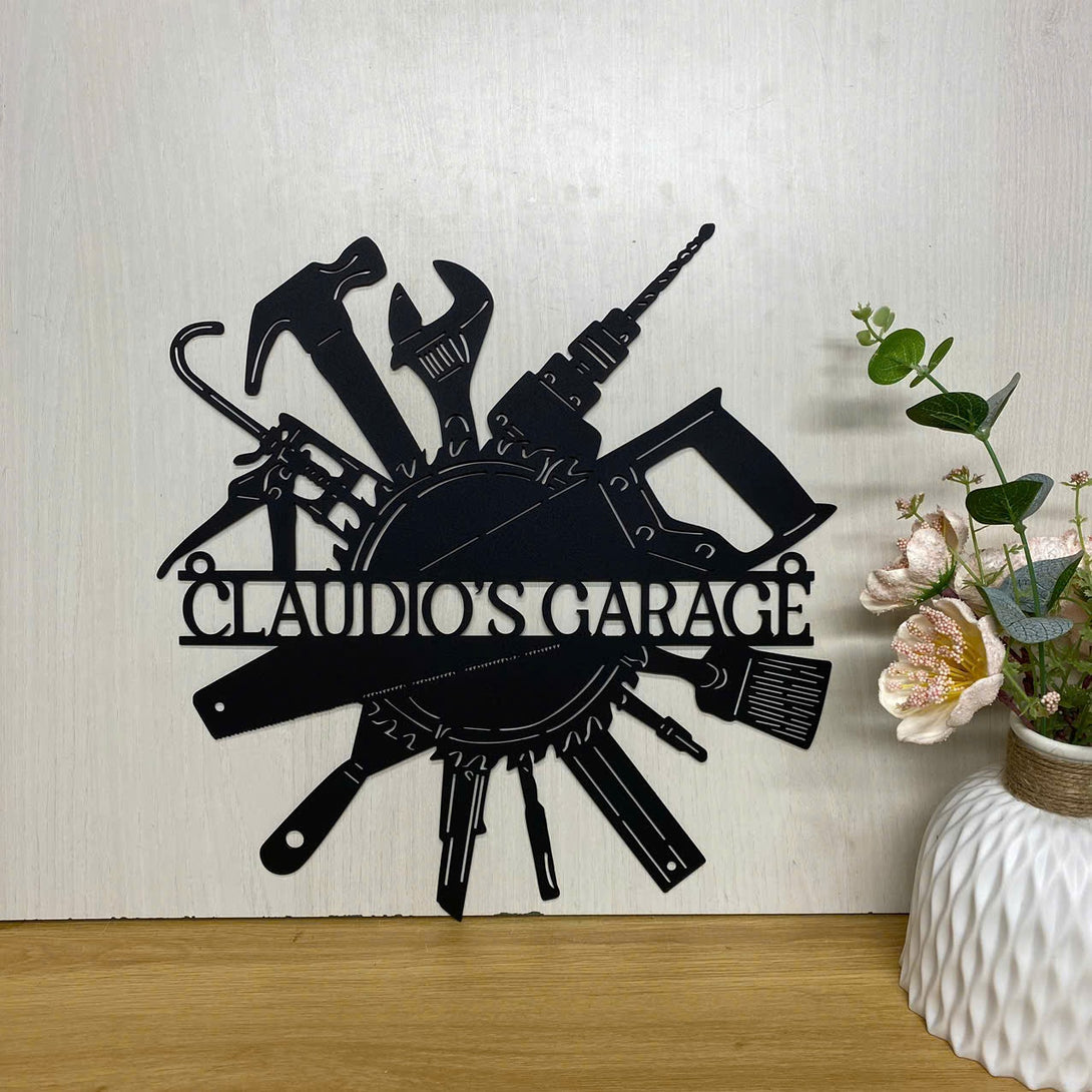 Custom Workshop Metal Name Sign, Personalized Papas Work Shop Metal Sign, Mechanic Repair Tools Metal Wall Art, Carpenter Tools Metal Wall Decor
