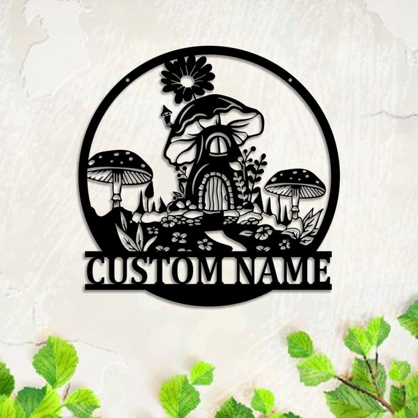 Custom Mushrooms Monogram Metal Sign Art, Personalized Mushroom House Metal Name Sign, Metal Mushroom Boho Art Garden Home Decor