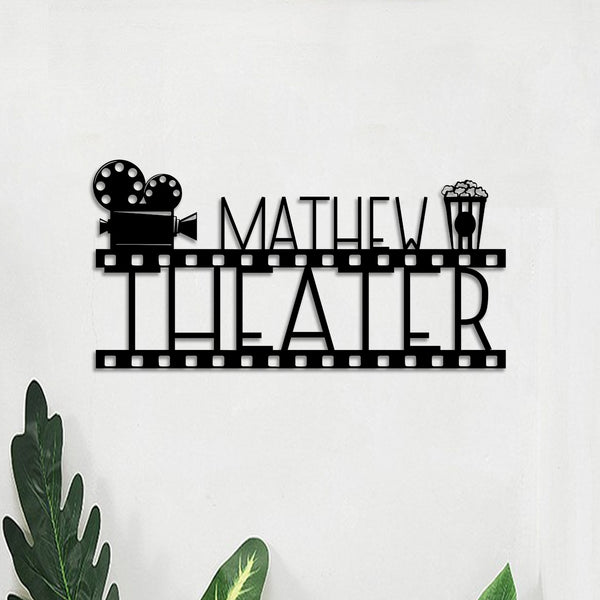 Personalized Movie Film Strip & Reel Theatre Room Metal Sign, Personalized Movie Decor Metal Name Sign, Cinema Theater Metal Home Decor