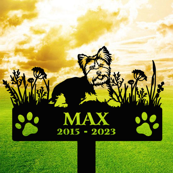 Custom Yorkshire Terrier Dog Memorial Metal Garden Stake, Yorkie Dog Metal Grave Marker, Pet Loss Remembrance Stake, Sympathy Metal Garden Sign