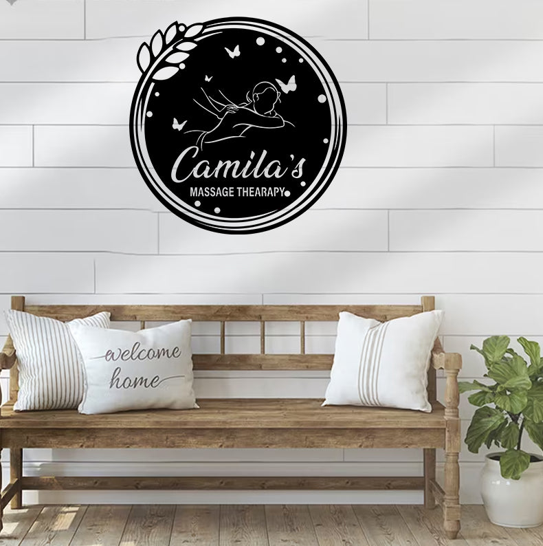 Custom Massage Therapist Metal Wall Art, Personalized Therapist Spa Metal Name Sign Home Decor, Massage Therapy Metal Sign Wall Hanging Decor