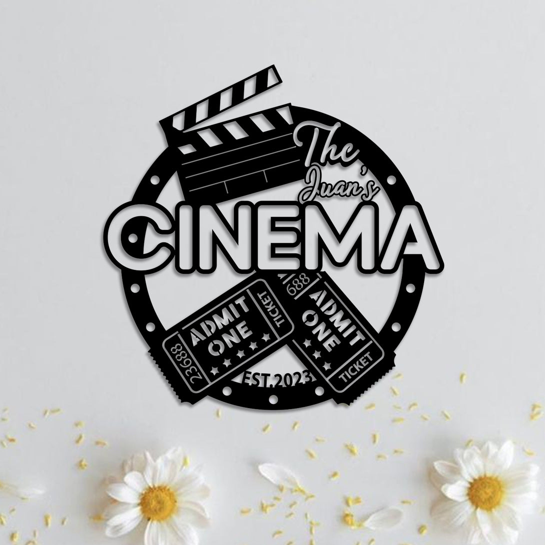Custom Name Home Theater Metal Sign, Personalized Home Cinema Metal Wall Art, Movie Theatre Metal Name Sign Home Decor, Housewarming Gift