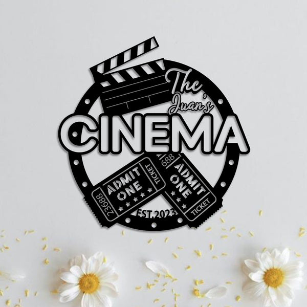Custom Name Home Theater Metal Sign, Personalized Home Cinema Metal Wall Art, Movie Theatre Metal Name Sign Home Decor, Housewarming Gift