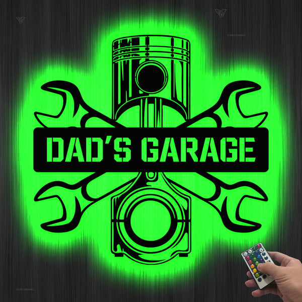 Personalized Mechanic Garage Metal Sign With Led Lights, Custom Name Mechanic Tools Repair Metal Wall Art, Garage Workshop Man Cave Metal Sign