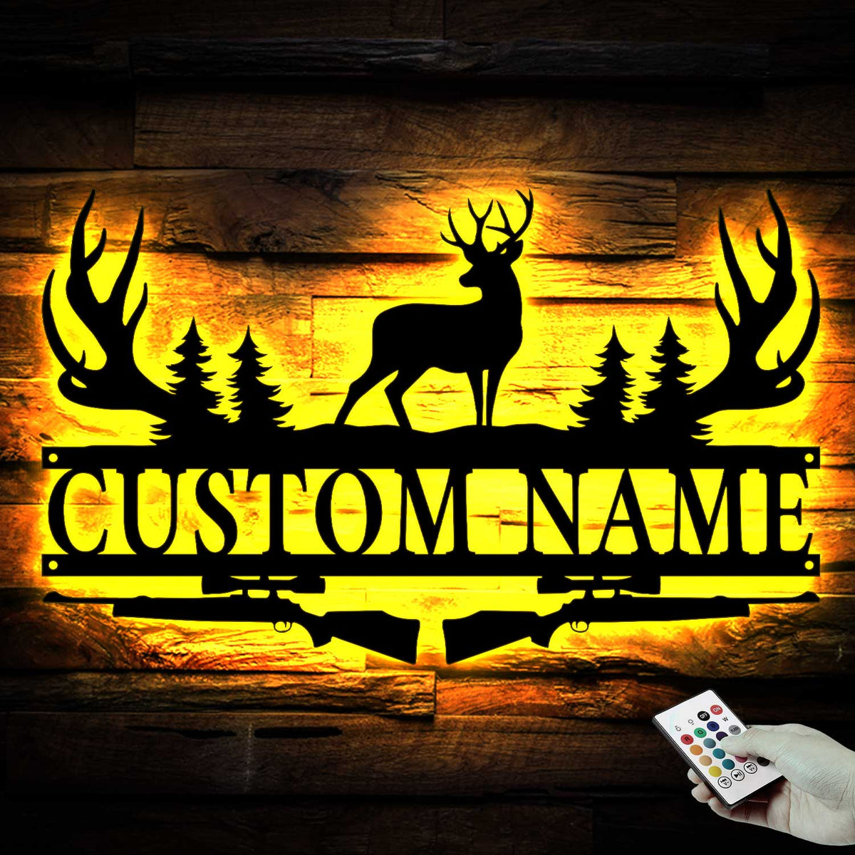 Custom Antler Deer Hunting Monogram Metal Sign Led Lights, Personalize ...