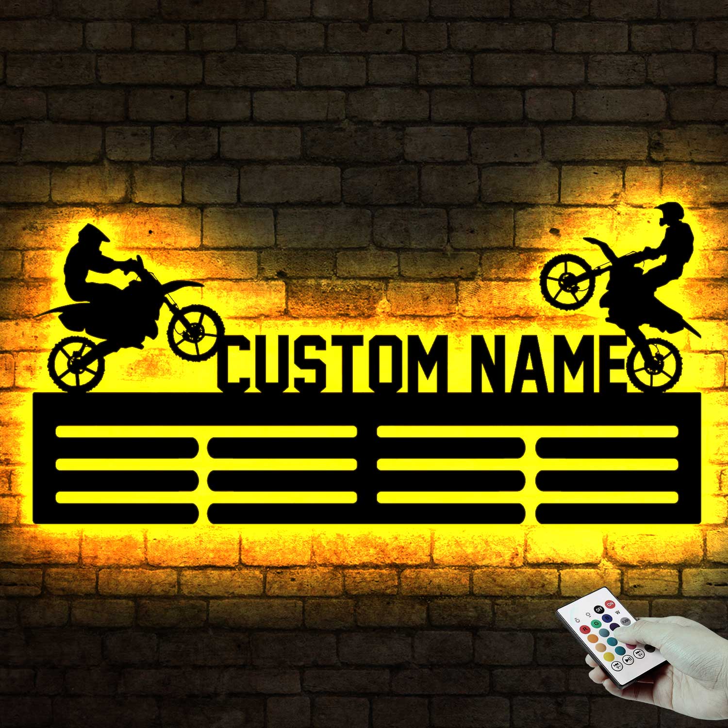 Custom Name Dirt Bike Racing Medal Hanger Sign Led Lights, Motocross D ...