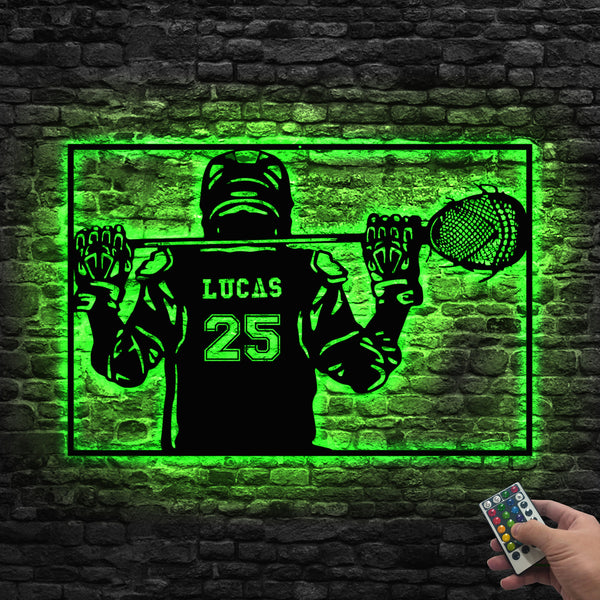 Custom Lacrosse Player Metal Wall Art Led Lights, Personalized Lacrosse Goalie Metal Name Sign, Lacrosse Sports Metal Wall Sign Home Decor
