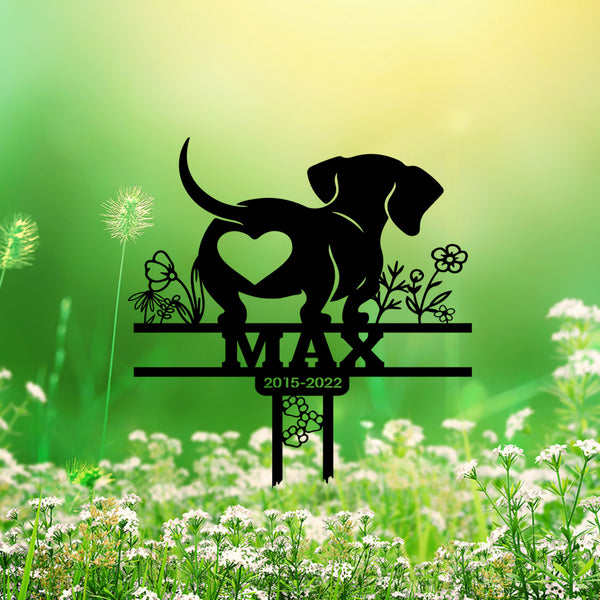Custom Dachshund Dog Memorial Metal Stake, Personalized Dachshund Dog Remembrance Metal Stake, Pet Loss Metal Grave Marker, Pet Sympathy Sign