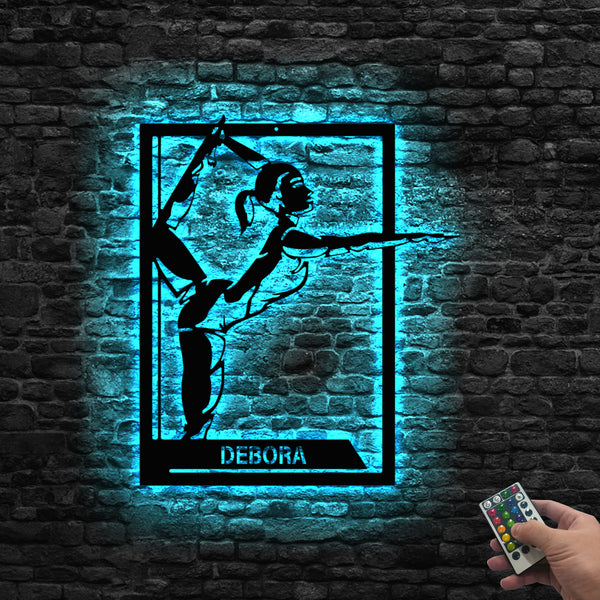 Custom Female Gymnastics Metal Wall Art With Led Lights, Personalized Gymnastics Metal Name Sign, Gymnastics Sport Metal Sign Art Decor
