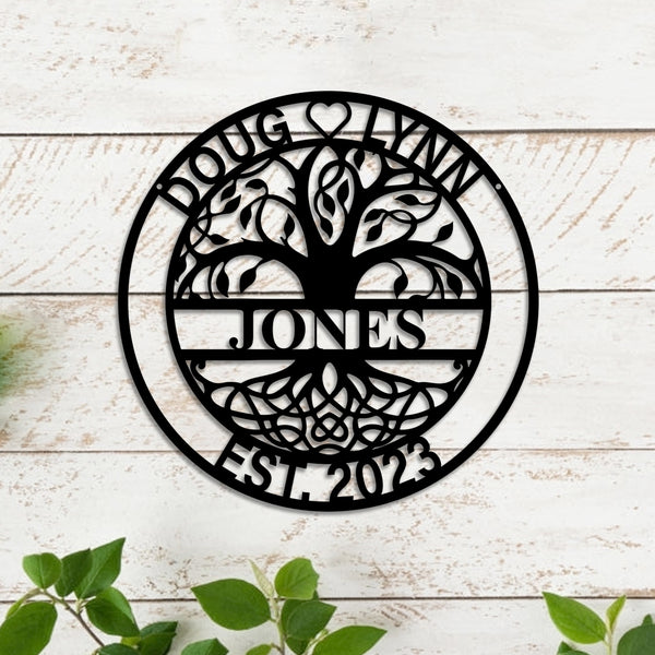 Personalized Last Name Tree Of Life Monogram Metal Sign, Custom Tree Of Life Family Name Sign, Tree Of Life Metal Sign Anniversary Wedding Gift