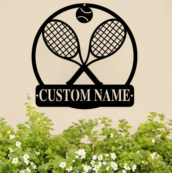 Custom Tennis Racket Metal Wall Art, Personalized Tennis Player Metal Name Sign, Tennis Coach Metal Sign, Tennis Club Metal Wall Hanging Decor