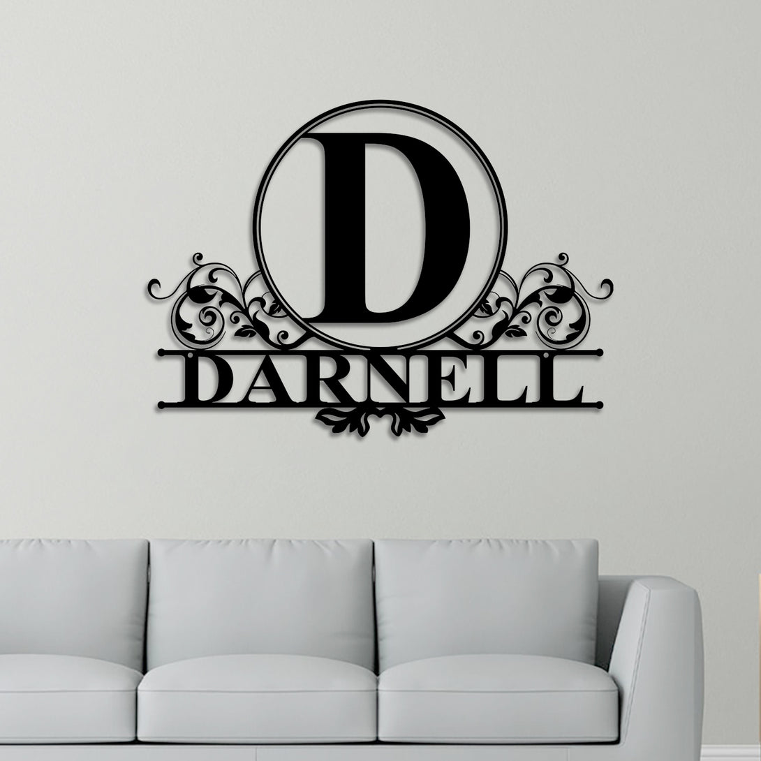 Personalized Split Letter Family Name Metal Sign, Custom Last Name Split Letter Metal Wall Art, Monogram Last Name Metal Sign Housewarming Gift