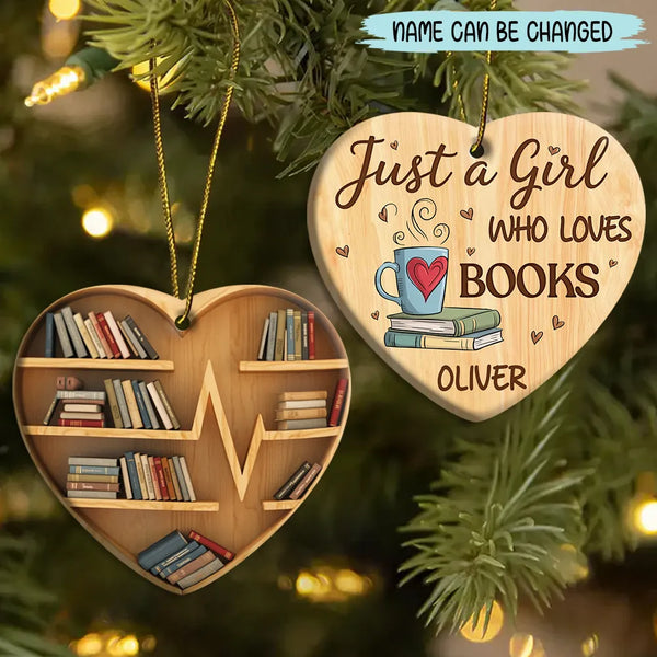 Personalized Just A Girl Who Love Books 2 Sided Ceramic Ornament
