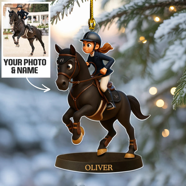 Custom Photo Upload Ornament - Personalized Cartoon Style Acrylic Decoration