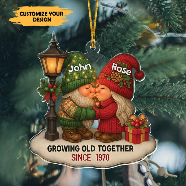 Growing Old Together Acrylic Gnome Ornament – Romantic Gift for Couples