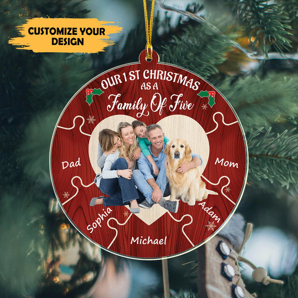 Custom Photo Family Puzzle Acrylic Ornament – Personalized Holiday Keepsake