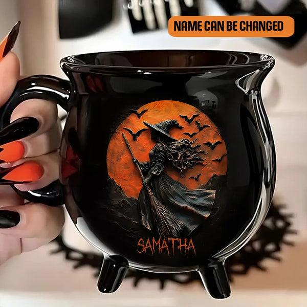 Personalized Halloween Witch Mug, Custom Beautiful Halloween Cauldron Mug, Gifts Witchcraft Teacup, Gift for Pagan