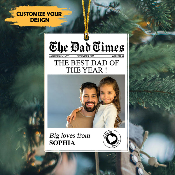 Personalized Newspaper The Dad Times - Upload Photo Acrylic Ornament