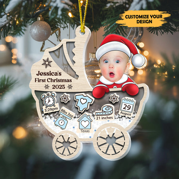 Custom Photo Christmas Santa Baby - Personalized Custom Acrylic Shaker Ornament