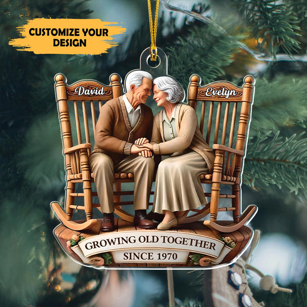 Couple Acrylic Ornament – Growing Old Together Design, Personalized Christmas Decoration and Gift