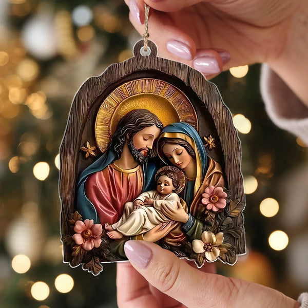 Holy Family Ornament – 2D Flat Acrylic Nativity Christmas Decoration