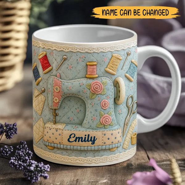 Personalized Vintage Sewing Machine Ceramic Mug