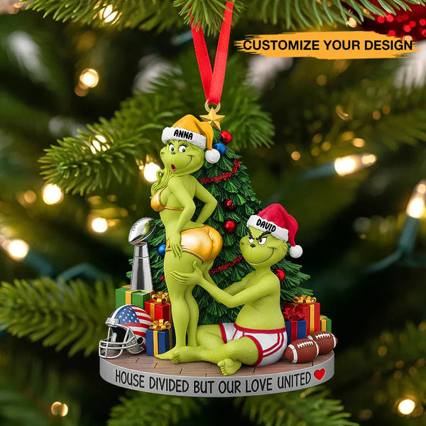 Green Monster Couple - House Divided Ornament - Personalized Christmas Gifts